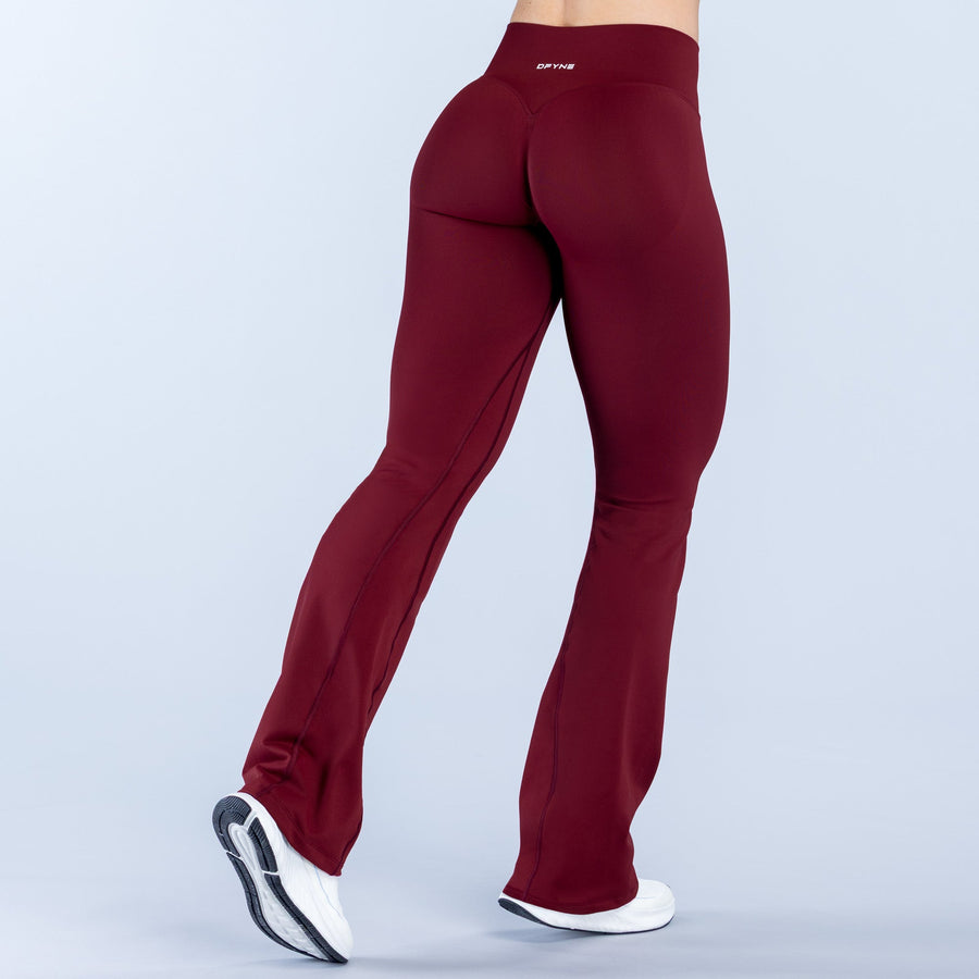 Pantalon évasé Vision | Ceinture droite Bordeaux foncé